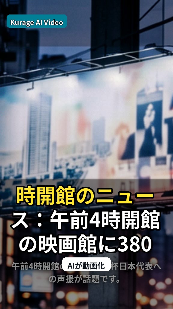 時開館のニュース：午前4時開館の映画館に380人 W杯日本代表へ声援…を読むのサムネイル