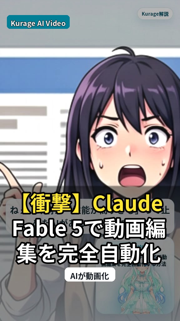 Claude Fable 5で動画編集を完全自動化する方法｜SeedanceやKlingとの違い | Kurage