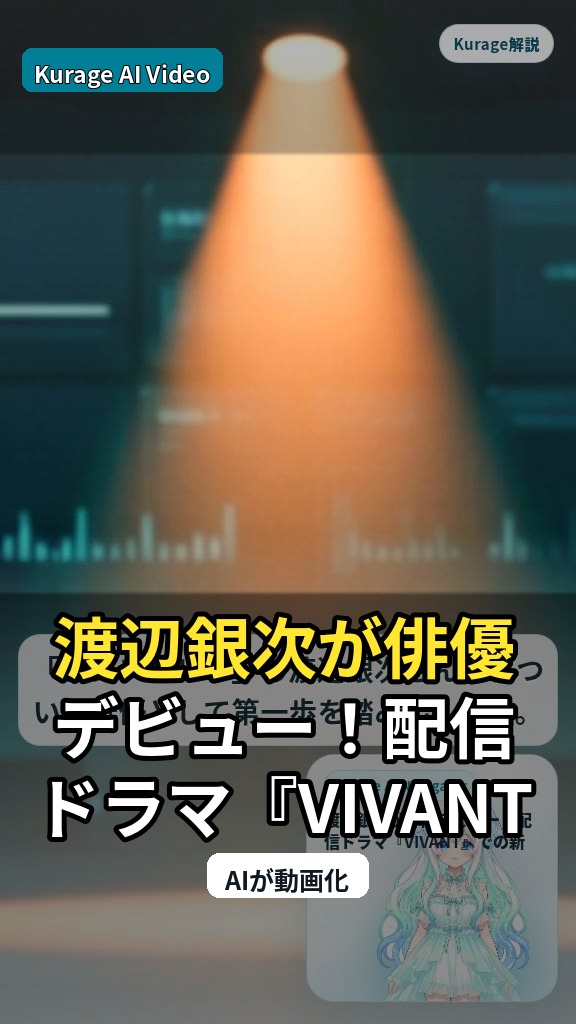 渡辺銀次が俳優デビュー！配信ドラマ『VIVANT』での新たな挑戦に注目のサムネイル
