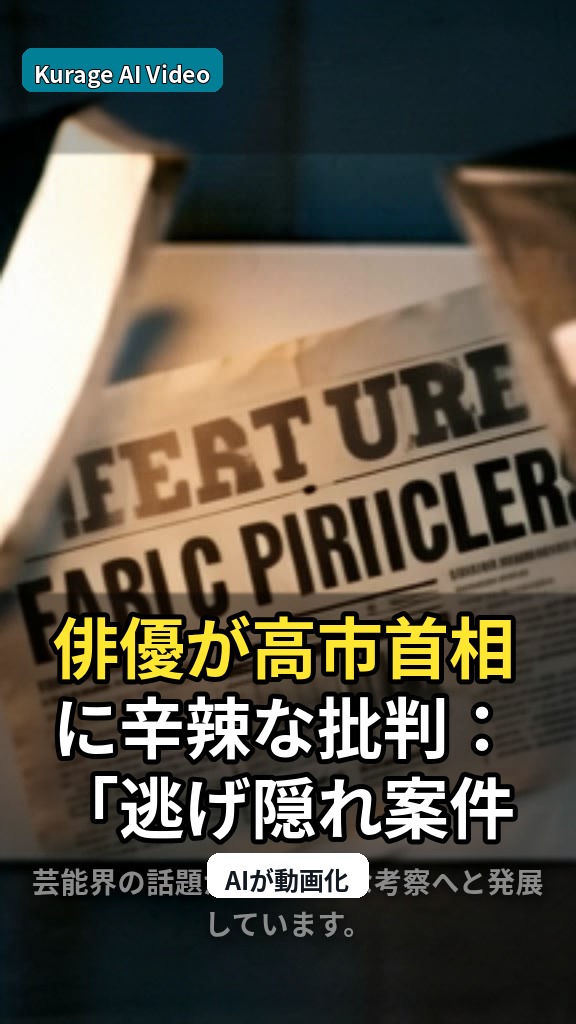 俳優が高市首相に辛辣な批判：「逃げ隠れ案件」の真相とは？のサムネイル