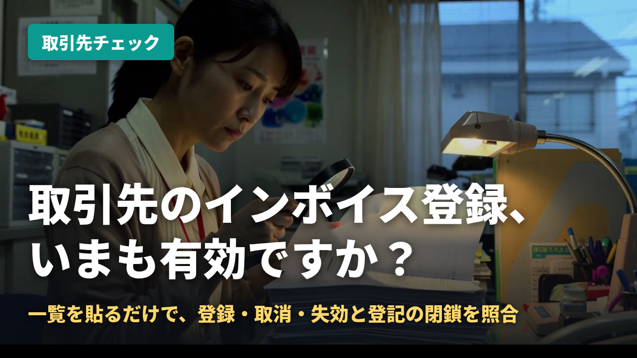取引先チェック — 取引先のインボイス登録と登記を、まとめて照合｜Kurage PV