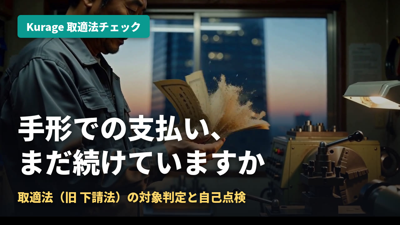 Kurage 取適法チェック — 取適法(旧 下請法)の対象判定と自己点検|Kurage PV